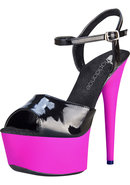 6 Black And Pink Uv Sandal W/ Strap Sz12